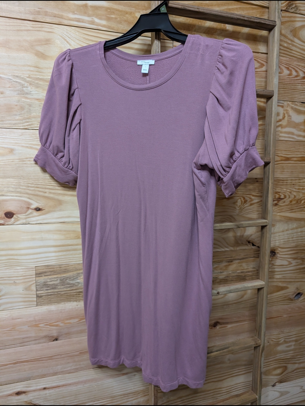 Daily Ritual Mauve Puff Sleeve Midi Dress